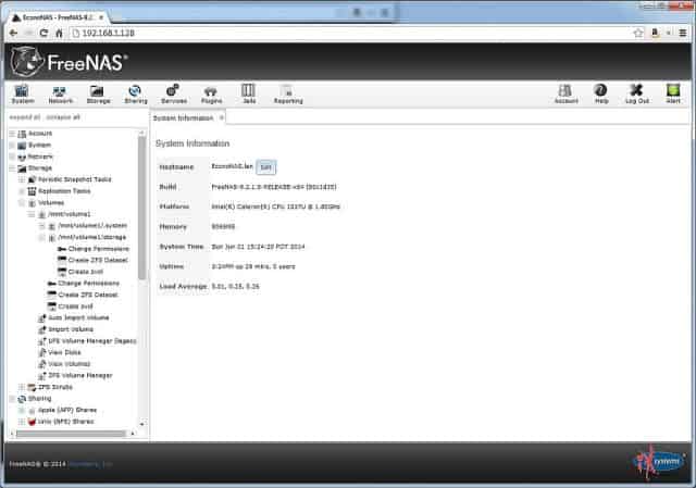 FreeNAS System Info