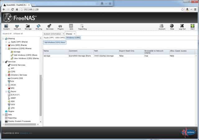 FreeNAS Share Info