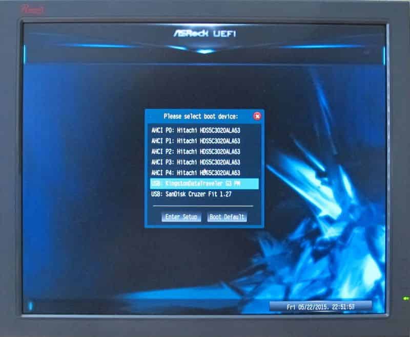 Selecting to Boot the FreeNAS Installer