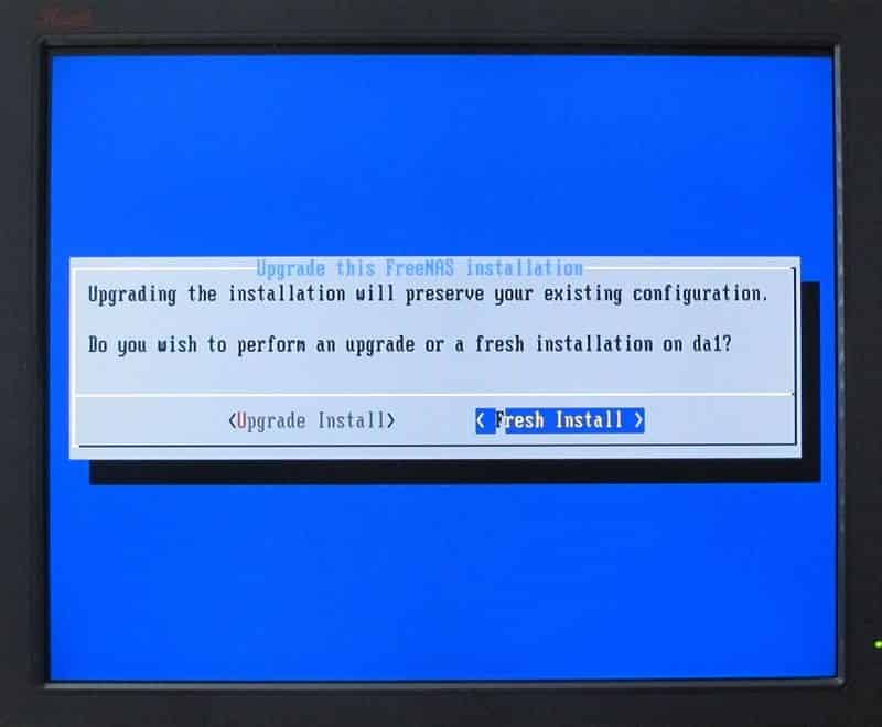 Picking the Desintation drive for FreeNAS