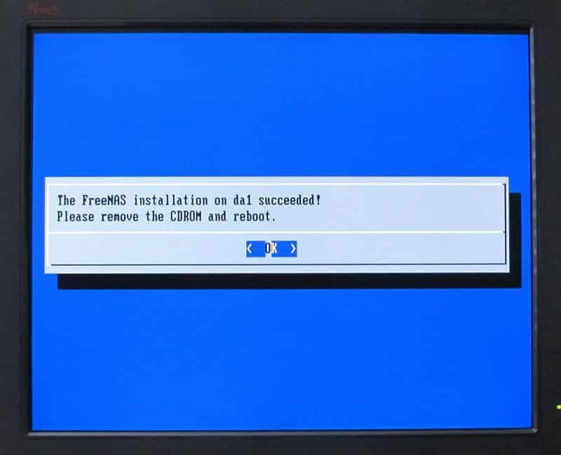 FreeNAS Installation Complete