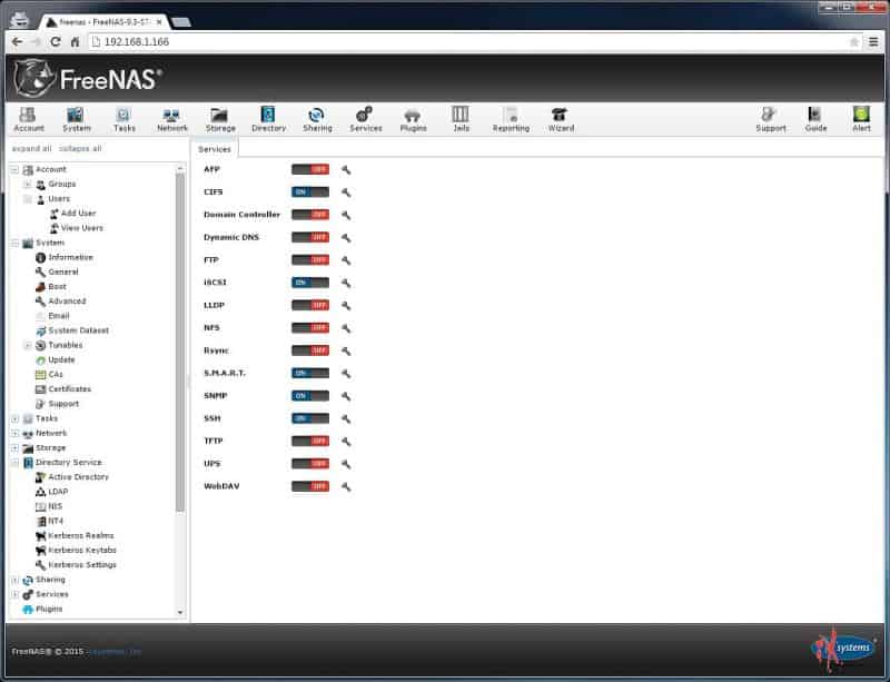 Enabling FreeNAS Services