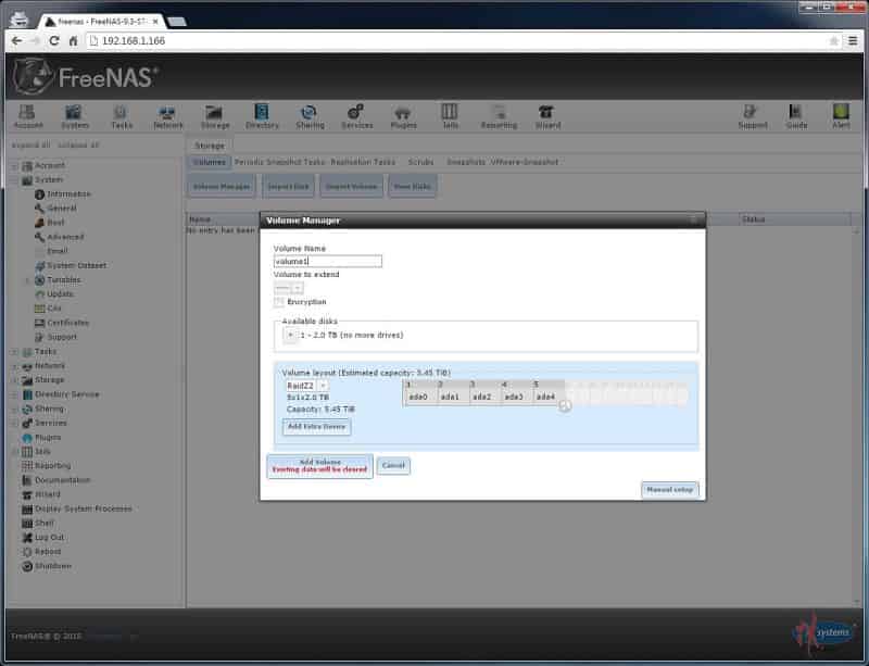FreeNAS Volume Details