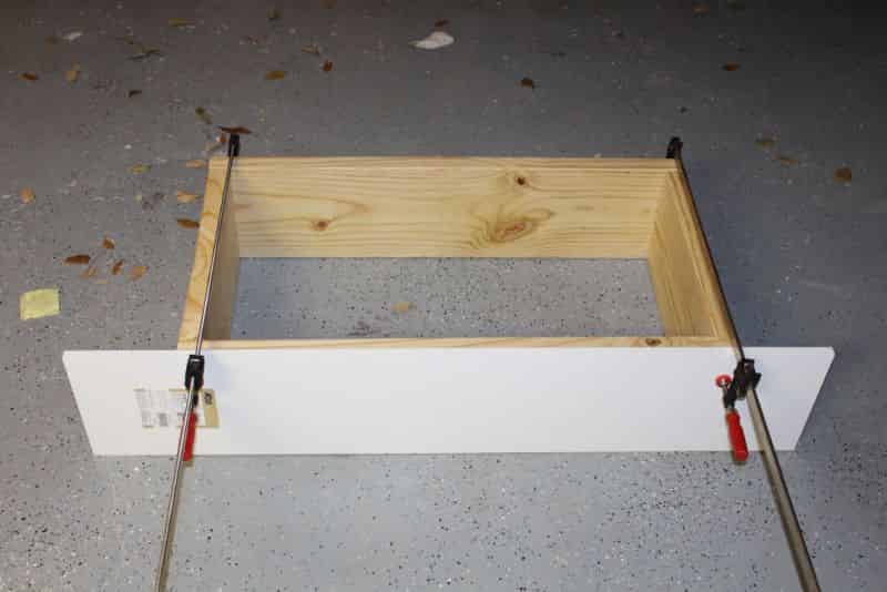 Test fitting the melamine shelving to the collar frame #2