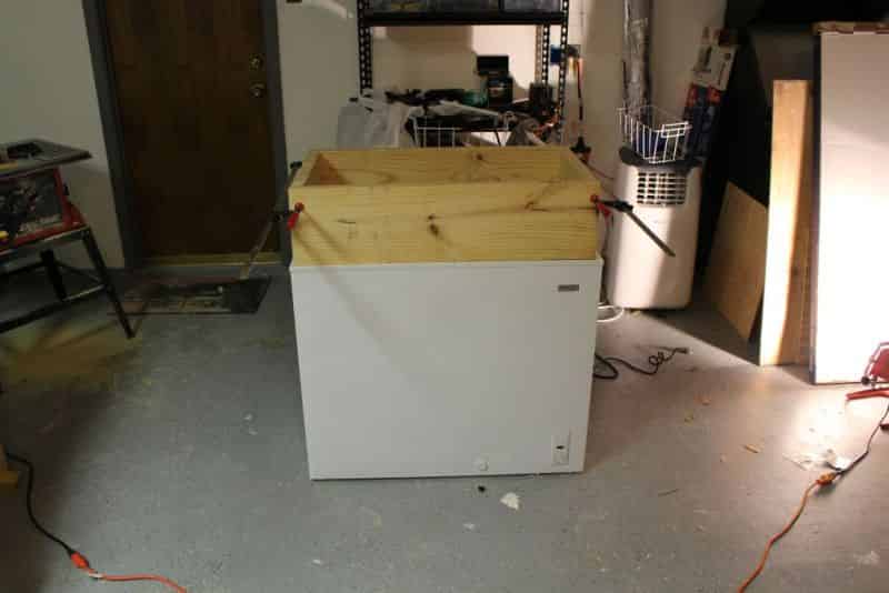 Test fitting the collar frame to the freezer #1