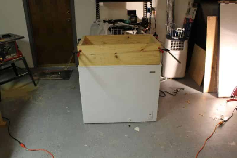 Test fitting the collar frame to the freezer #2