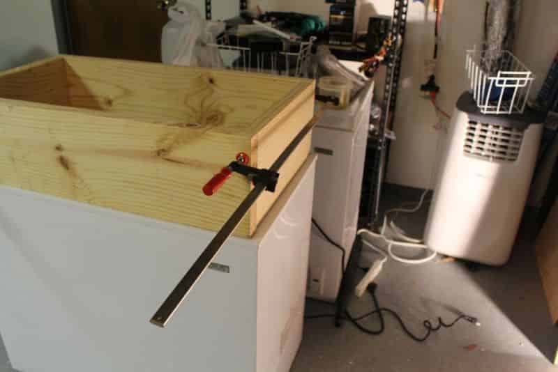 Test fitting the collar frame to the freezer #3