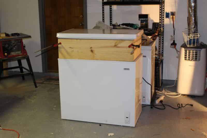 Test fitting the collar frame to the freezer and lid #1