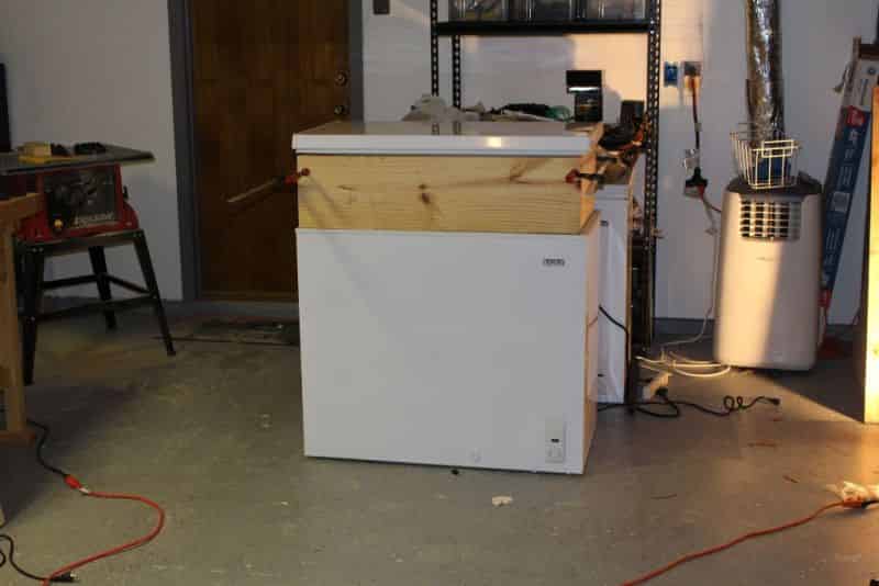 Test fitting the collar frame to the freezer and lid #2