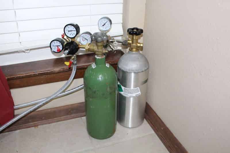 Completed Keezer – Beer Gas Tanks before being Tucked Away