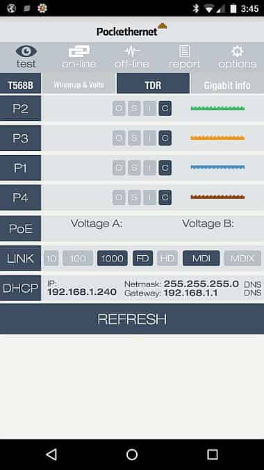 Pockethernet App sceeenshot: On-line Ping Test