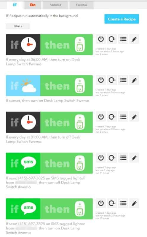 My IFTTT Recipes