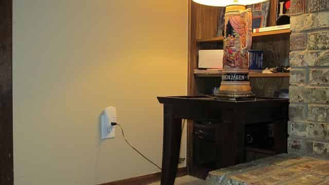 Plugged into Beer-stein Lamp and On