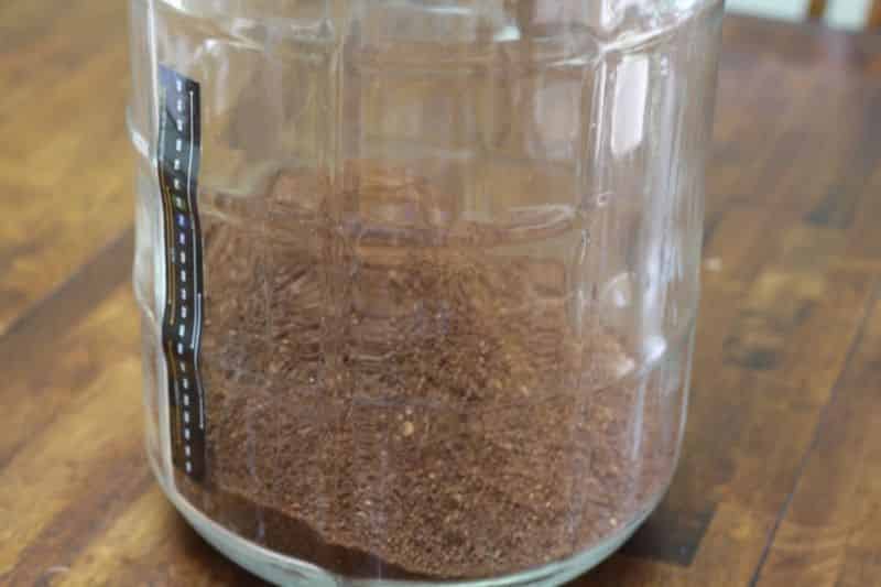Coffee grounds poured into the carboy #4