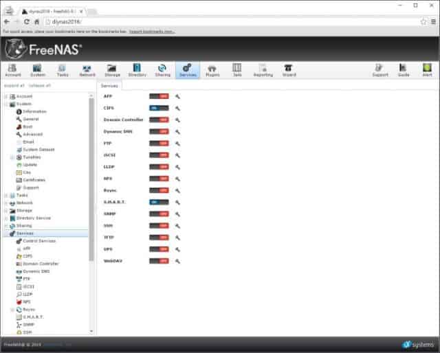 Enabling S.M.A.R.T. and CIFS Services