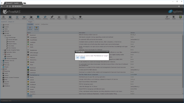 Confirming the PlexMediaServer plugin installation