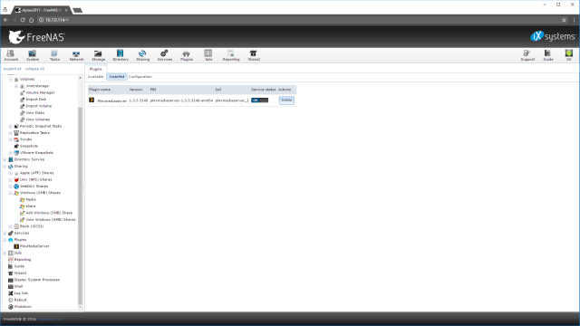 Turning on the PlexMediaServer service