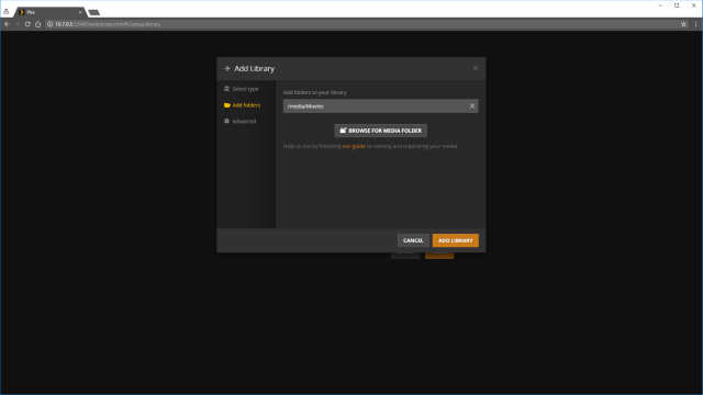 Setting up Media Library’s folders in Plex