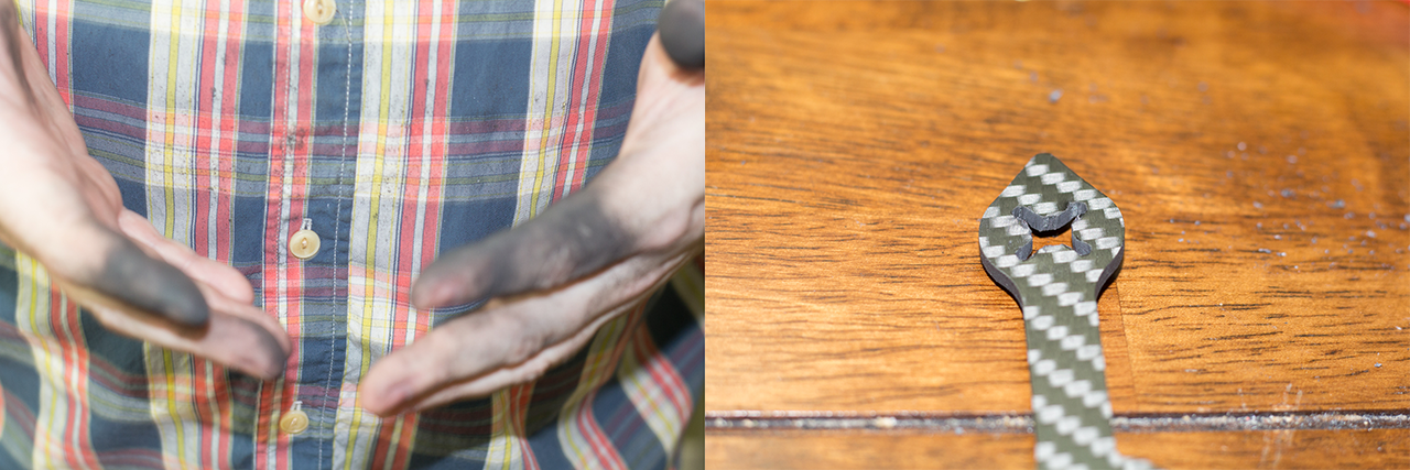 Pat's messy hands after filing