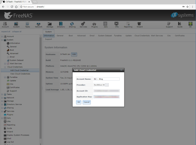 Adding Cloud Credential for B2 application key
