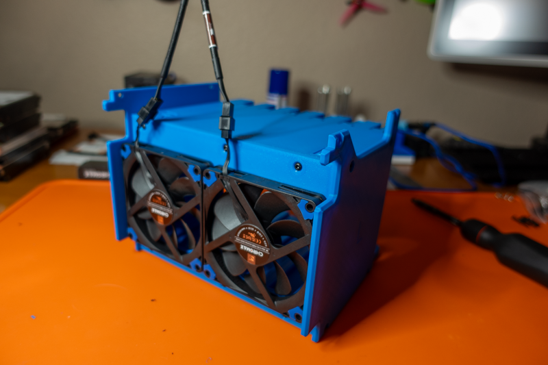 Assembled drive cage from rear.