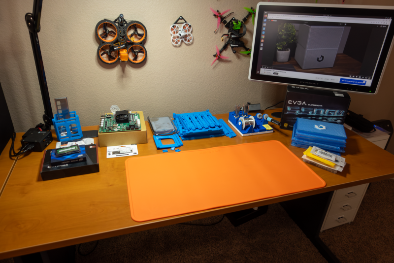 All the parts for Brian's new 3D-printed DIY NAS