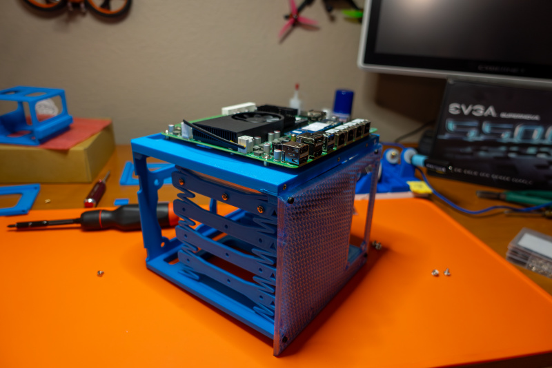 Motherboard installed atop the lower chamber #2.