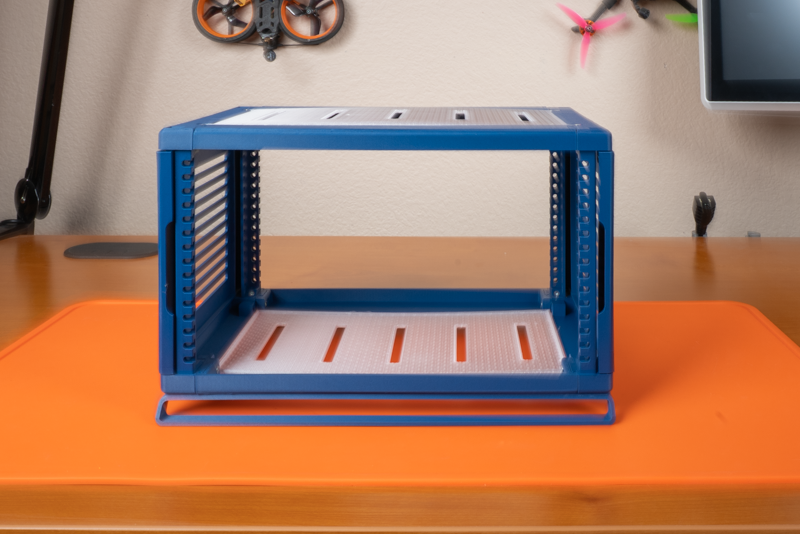 Assembled Rackstack frame, doors, top panel and bottom panel.