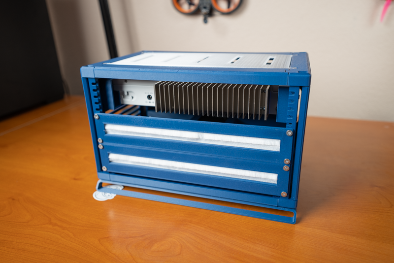 Rackstack with network gear from rear.