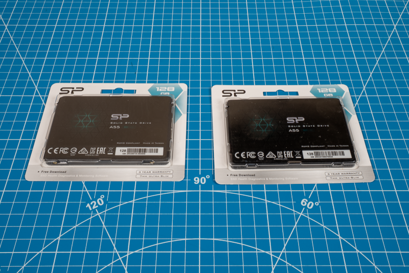 A pair of Silcicon Power A55 128GB SATA 2.5-inch SSDs