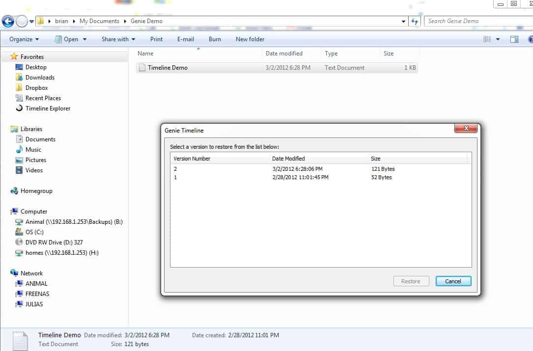 File version history of mangled file.