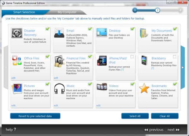 Installation Step 2, Selections to Backup