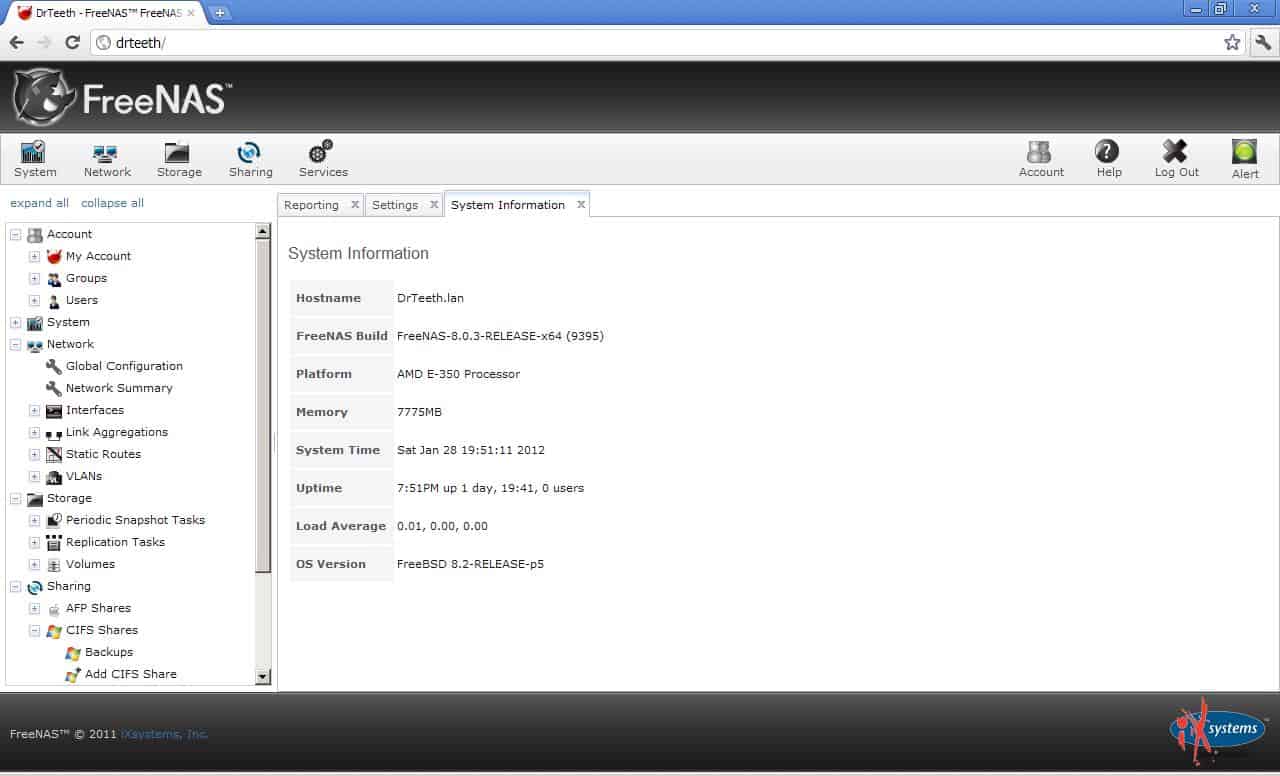 FreeNAS Screenshot #1