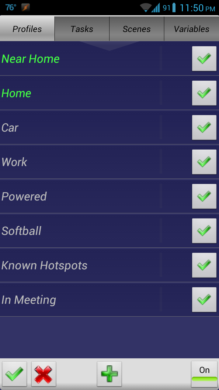 Tasker Profiles Screen