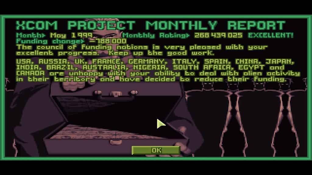 X-COM: UFO Defense Monthly Report