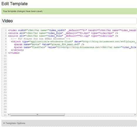 Creating new Video Template