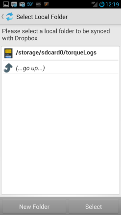 Select local folder to sync